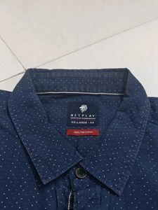 HITPLAY Blue Polka Dot Button-Down Shirt