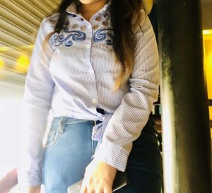 Striped Embroidered Shirt