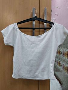 White Off-Shoulder Tie Top (CJ)