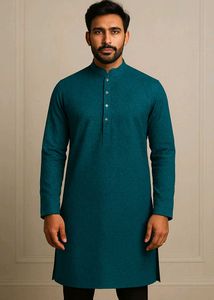 Teal Embroidered Kurta - Classic Style