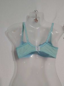 Blue Floral Embroidered Bra