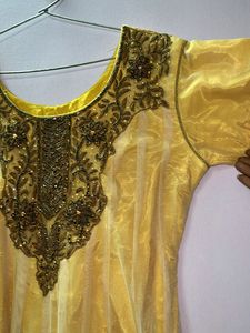 Embroidered Anarkali  Yellow Kurta