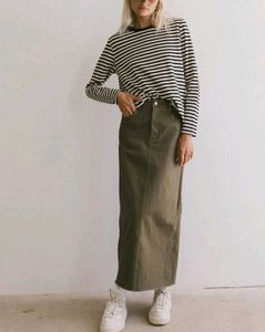 Korean Olive Green Skirt