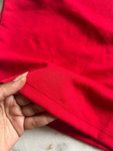 Red Ribbed Halter Top