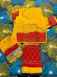 Yellow &amp; Red Salwar Kameez