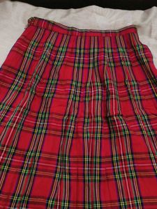 Red Plaid Pleated Skirt