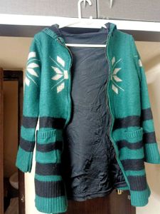 WOMENS NEW Green  Hooded Knit Jacket