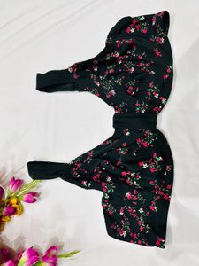 🇳🇿💫Black Colour Floral Print Imported Bra