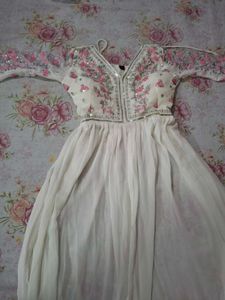 White Anarkali Suit Set With Dupatta