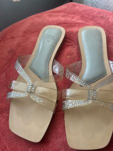 Zara Clear Strap Embellished Sandals