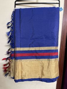 Elegant Blue &amp; White Saree