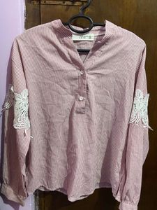 Striped Button Top