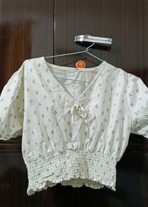 Cute Korean aesthetic white cropped top