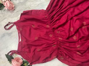 Pink Floral Kurti Maxi Dress