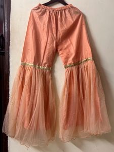 Peach Heavy Net Sharara Set