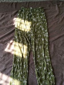 Green Bamboo Print Pants