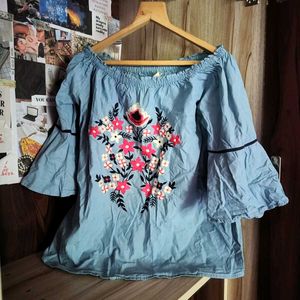 Floral Embroidered Off-Shoulder Top