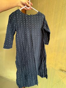 Navy Blue Polka Dot Kurti