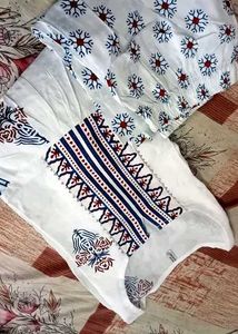 White Printed Kurta Set