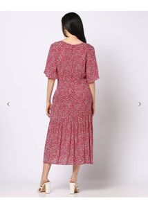 Red Floral Midi Dress