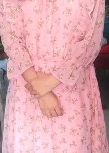 Pink Floral Ruffle Dress