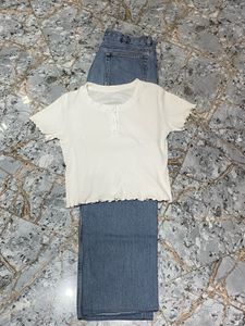 Straight Leg Jeans With Top