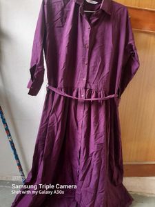 Purple Belted Shirt Dress