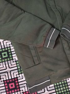 Men Olive Hooded Jacket