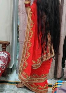 Elegant Red Embroidered Saree