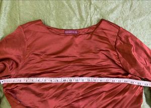 Rust Red Satin Long Sleeve Top 38/40/42