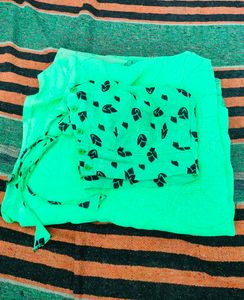 Floral Print Green Saree With Blouse