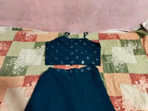 Teal Embellished Palazzo Set