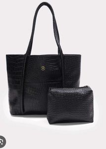 Chic Black Tote &amp; Pouch Set