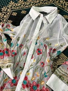 White Embroidered Shirt Women
