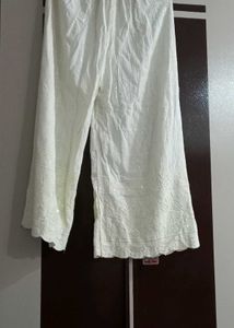 White Embroidered Palazzo Pants