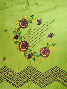 Handmade Embroidered Green Dress