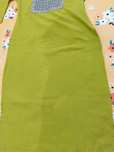 Embroidery Work Green Kurta With Pant