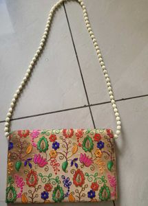 Embroidered Clutch with Beaded Strap
