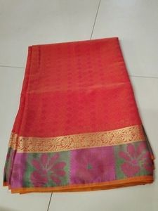 Light Orange Silk Cotton Saree...
