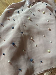 Peach Spegatti Top With Pearl Details