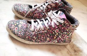 Floral shoes.