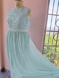 Mint Green Lace Chiffon Maxi Dress
