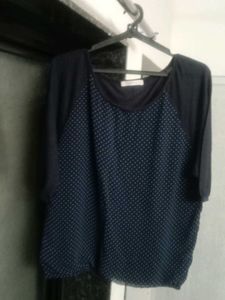 Navy Polka Dot Top