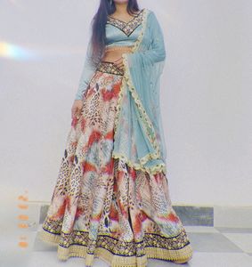 Holi Offer🎉Multi Tiger Print Lehenga Choli