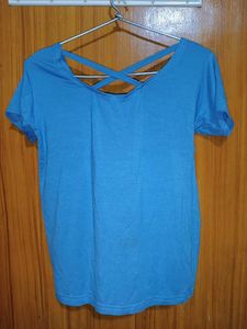 Blue Criss-Cross Back T-shirt