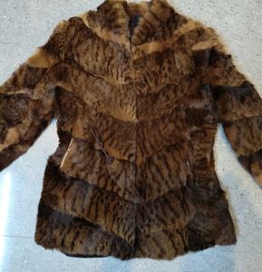 Brown animal print Fur coat