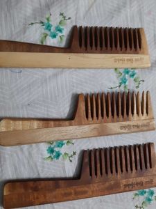 A Set Of 3 Neem Wood Comb