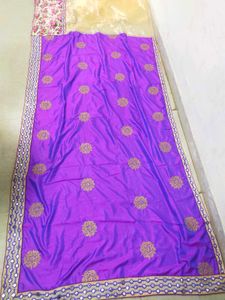 Halfandhalf Purple 🟣 Saree With Blouse