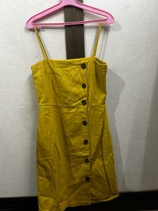 ONLY Yellow Button-Front Mini Dress