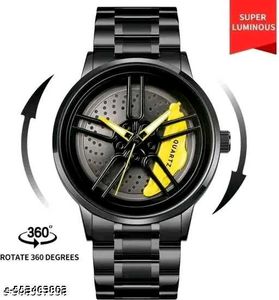 Sleek Black &amp; Yellow Accent Watch